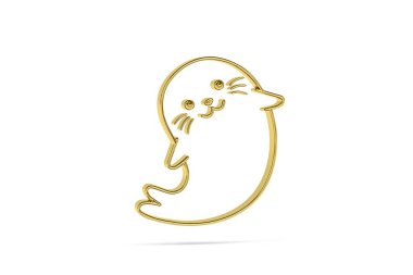 Beyaz arkaplanda izole edilmiş altın 3d mühür simgesi - 3d oluşturma