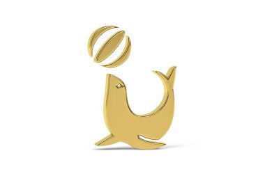 Beyaz arkaplanda izole edilmiş altın 3d mühür simgesi - 3d oluşturma