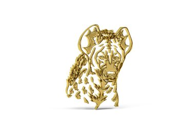 Beyaz arkaplanda izole edilmiş Altın 3d sırtlan simgesi - 3d oluşturma