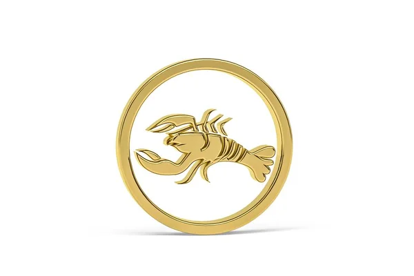 Golden Lobster Icon Isolated White Background Render — Fotografia de Stock