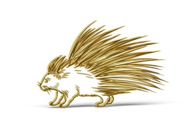 Beyaz arkaplanda izole edilmiş 3d kirpi simgesi - 3d oluşturma