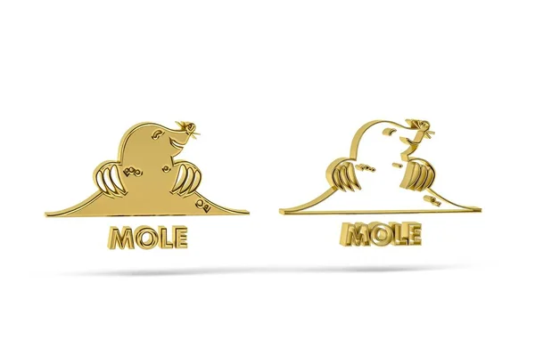 Golden Mole Icon Isolated White Background Render — 图库照片