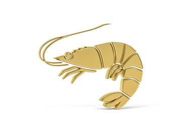 Beyaz arkaplanda izole edilmiş 3d karides simgesi - 3d oluşturma