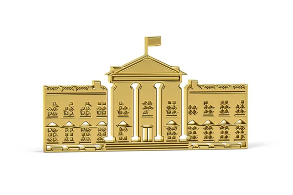 Golden White House Icon Isolated White Background Render — Stockfoto