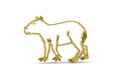 Beyaz arkaplanda izole edilmiş 3d capybara simgesi - 3d oluşturma