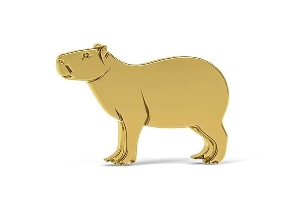 Ícone Capivara Dourado Isolado Fundo Branco Renderização — Fotografia de Stock