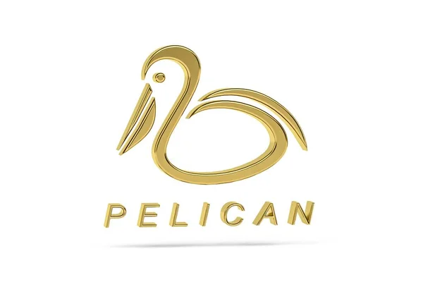 Golden Pelican Icon Isolated White Background Render — Stockfoto