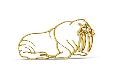 Beyaz arkaplanda izole edilmiş Altın 3d mors simgesi - 3D görüntüleme