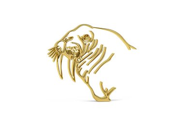 Beyaz arkaplanda izole edilmiş Altın 3d mors simgesi - 3D görüntüleme