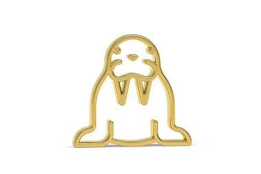 Beyaz arkaplanda izole edilmiş Altın 3d mors simgesi - 3D görüntüleme