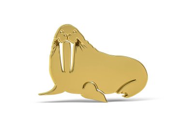 Beyaz arkaplanda izole edilmiş Altın 3d mors simgesi - 3D görüntüleme