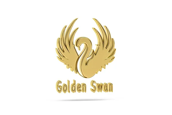 Golden Swan Icon Isolated White Background Render — Stockfoto