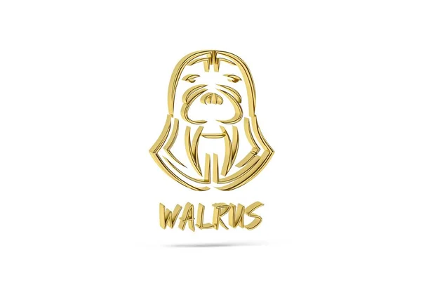 Golden Walrus Icon Isolated White Background Render — 图库照片