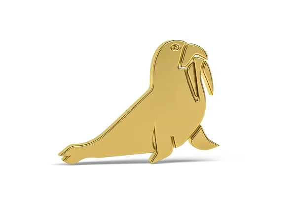 Golden Walrus Icon Isolated White Background Render — Fotografia de Stock