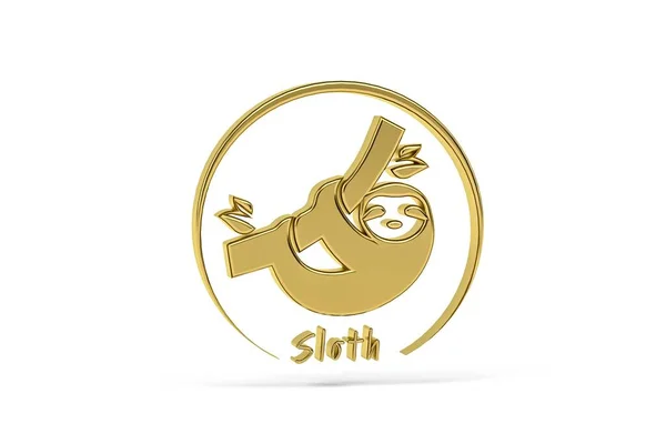 Golden Sloth Icon Isolated White Background Render — 图库照片