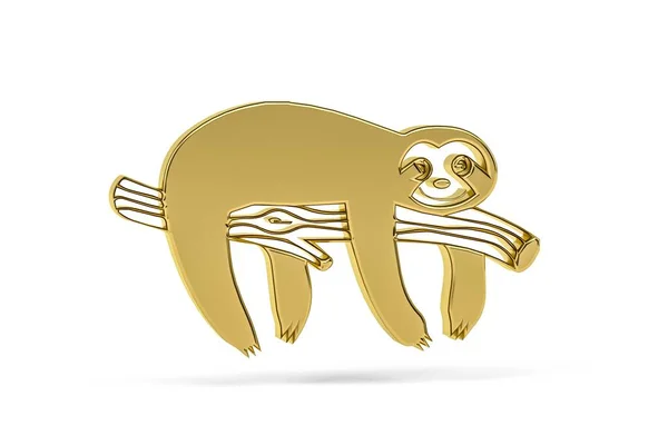 Golden Sloth Icon Isolated White Background Render — Foto Stock