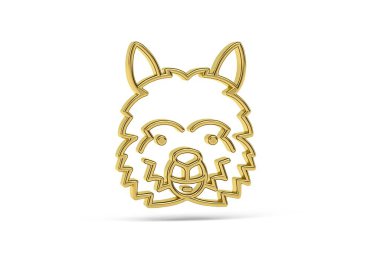 Beyaz arkaplanda izole edilmiş altın 3d lama simgesi - 3d oluşturma