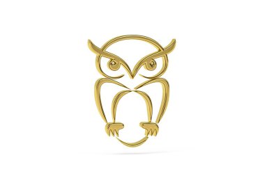 Beyaz arkaplanda izole edilmiş 3d baykuş simgesi - 3d oluşturma