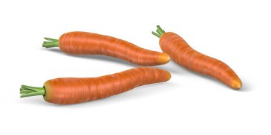 Beyaz arkaplanda izole edilmiş havuç - 3d oluşturma