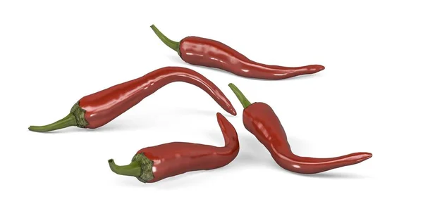 Pimenta Chili Vermelho Isolado Fundo Branco Renderização — Fotografia de Stock