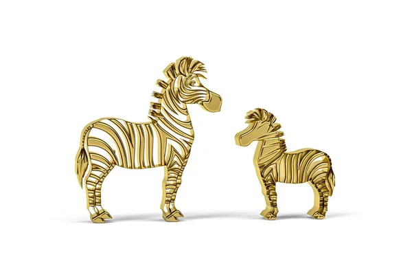 Ícone Zebra Dourada Isolado Fundo Branco Renderização — Fotografia de Stock