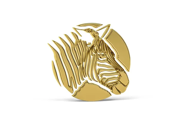 Golden Zebra Ikona Izolované Bílém Pozadí Vykreslení — Stock fotografie