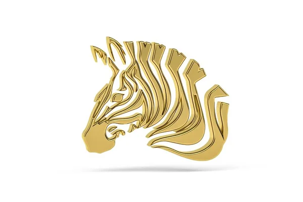 Golden Zebra Ikona Izolované Bílém Pozadí Vykreslení — Stock fotografie