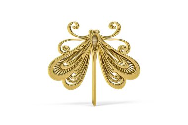 Beyaz arkaplanda izole edilmiş Altın 3d yusufçuk simgesi - 3d oluşturma