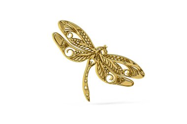 Beyaz arkaplanda izole edilmiş Altın 3d yusufçuk simgesi - 3d oluşturma