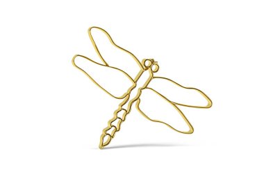 Beyaz arkaplanda izole edilmiş Altın 3d yusufçuk simgesi - 3d oluşturma