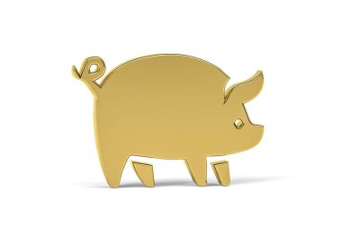 Beyaz arkaplanda izole edilmiş 3D domuz simgesi - 3D görüntüleme