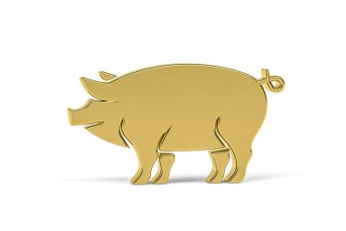 Beyaz arkaplanda izole edilmiş 3D domuz simgesi - 3D görüntüleme