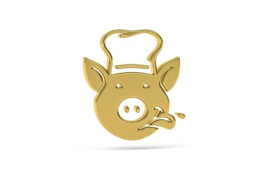 Beyaz arkaplanda izole edilmiş 3D domuz simgesi - 3D görüntüleme