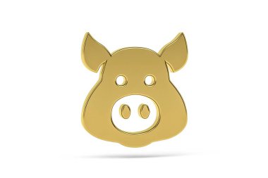 Beyaz arkaplanda izole edilmiş 3D domuz simgesi - 3D görüntüleme