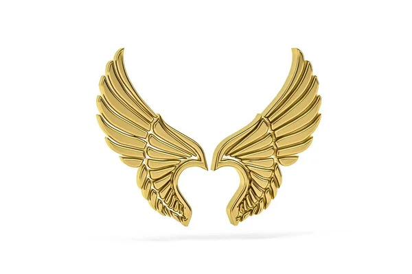 Golden 3D wings isolated on white background - 3d render
