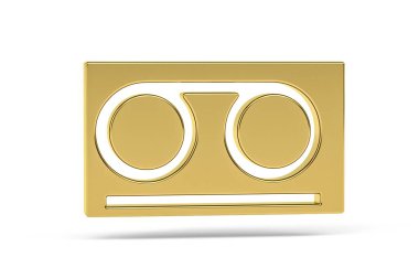 Altın 3d video bandı - Beyaz arkaplanda izole edilmiş VHS teyp simgesi - 3B oluşturma