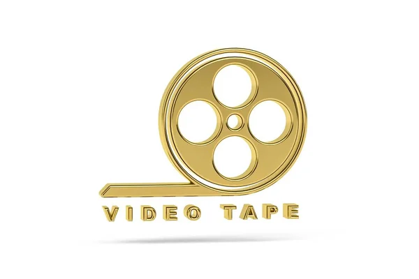 Golden Videoband Vhs Tejp Ikon Isolerad Vit Bakgrund Render — Stockfoto