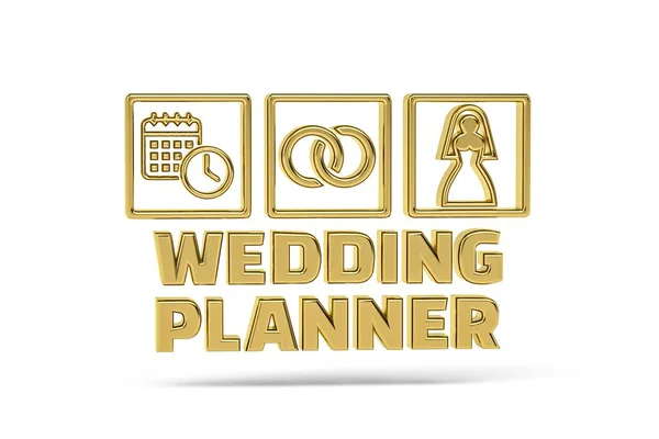 Golden Wedding Planner Icon Isolated White Background Render — Zdjęcie stockowe