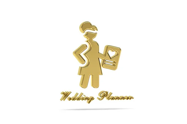 Golden Wedding Planner Icon Isolated White Background Render — Fotografia de Stock