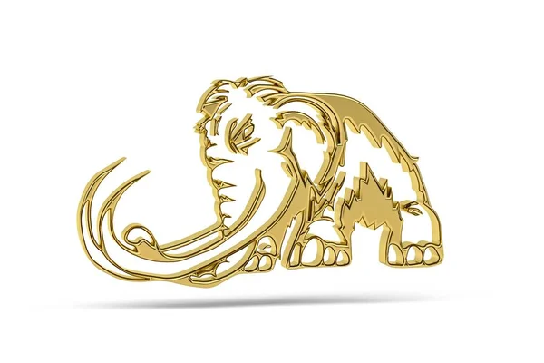 Golden Mammoth Icon Isolated White Background Render — Zdjęcie stockowe