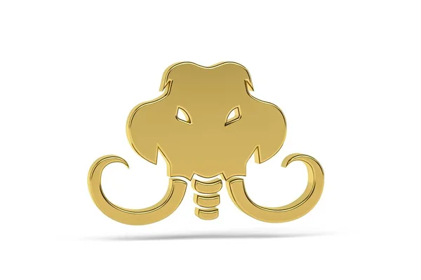 Golden Mammoth Icon Isolated White Background Render — Foto Stock