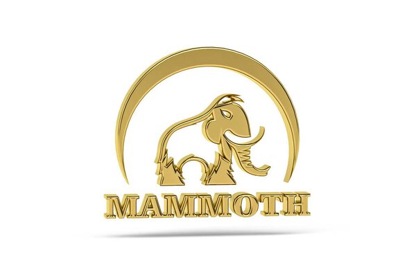 Golden 3d mammoth icon isolated on white background - 3d render