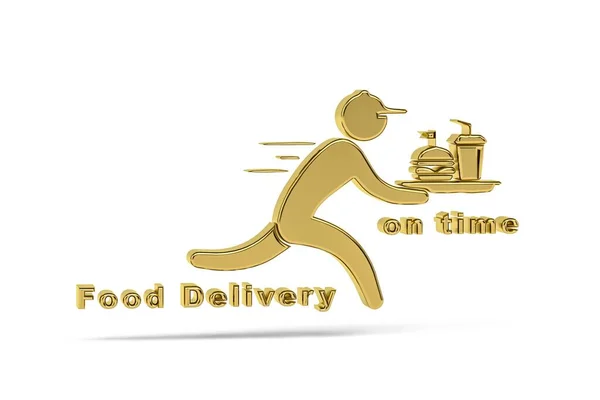 Golden Food Delivery Icon Isolated White Background Render — Stock Photo, Image