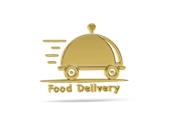 Golden Food Delivery Icon Isolated White Background Render — Stock Photo, Image