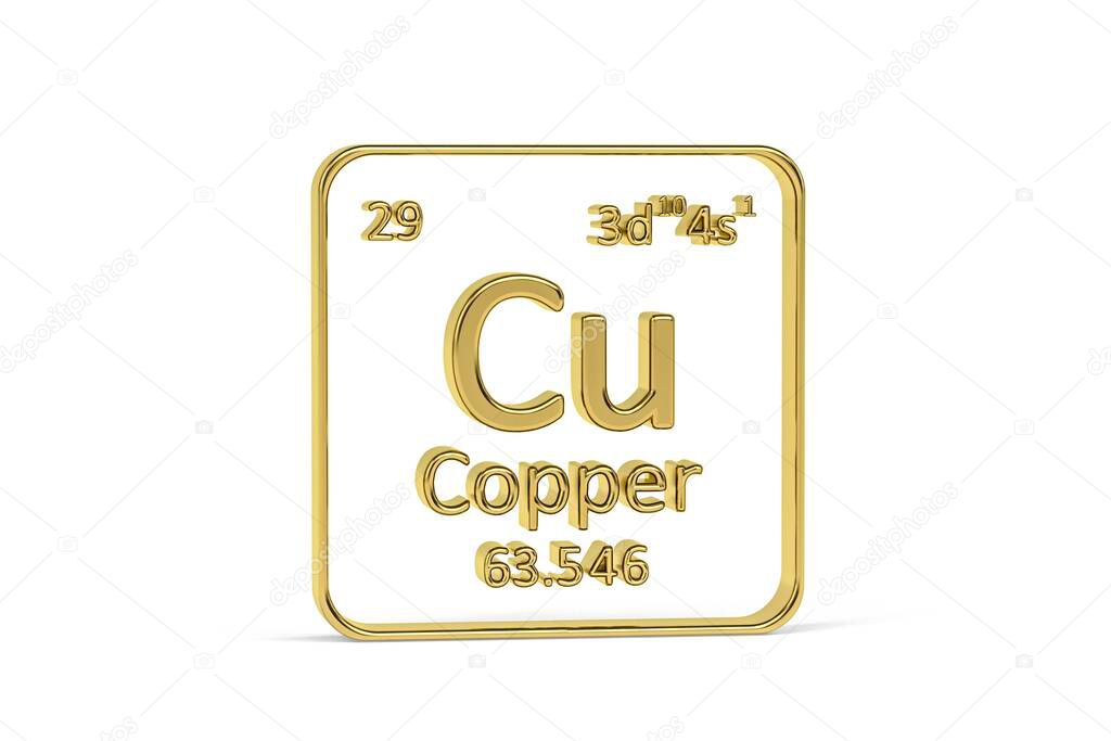 Golden 3D periodic table icon - periodic table element isolated on white background - 3D render