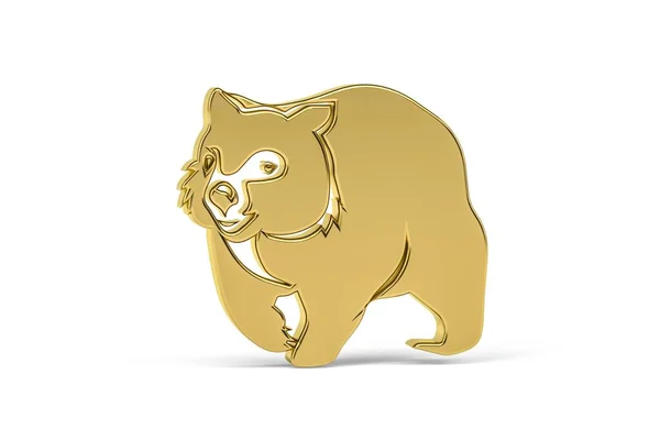 Ícone Wombat Dourado Isolado Fundo Branco Renderização — Fotografia de Stock