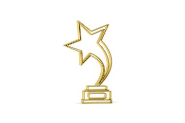 Altın 3D ödülü beyaz arkaplanda izole edildi - 3d oluşturma