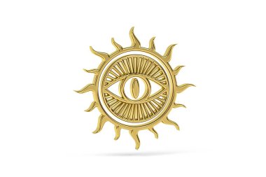 Golden occultism icon isolated on white background - 3D render