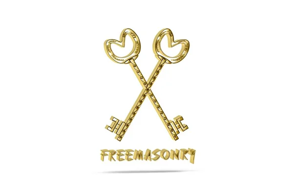 Golden Freemasonry Icon Isolated White Background Render — 图库照片
