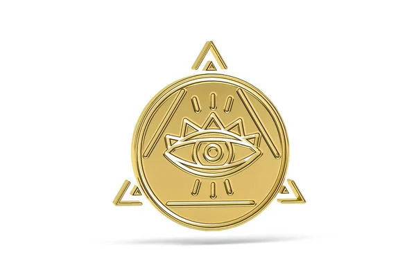 Golden Occultism Icon Isolated White Background Render — ストック写真